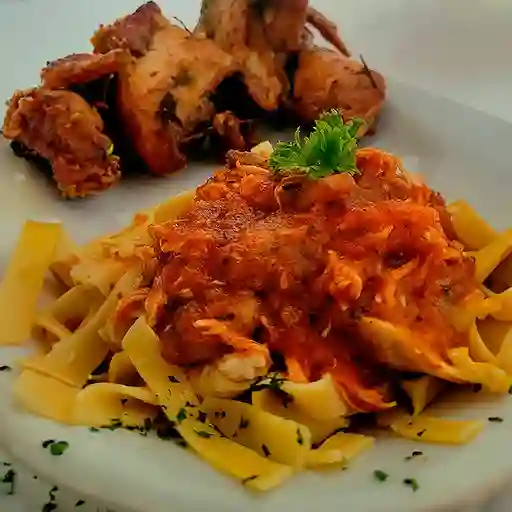 1/4 Pollo con Canelloni Bolognesa