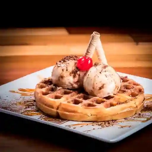 Waffle con Helado