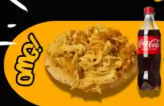 Arepa Al Carbón Pollo Desmechado Y Coca Cola