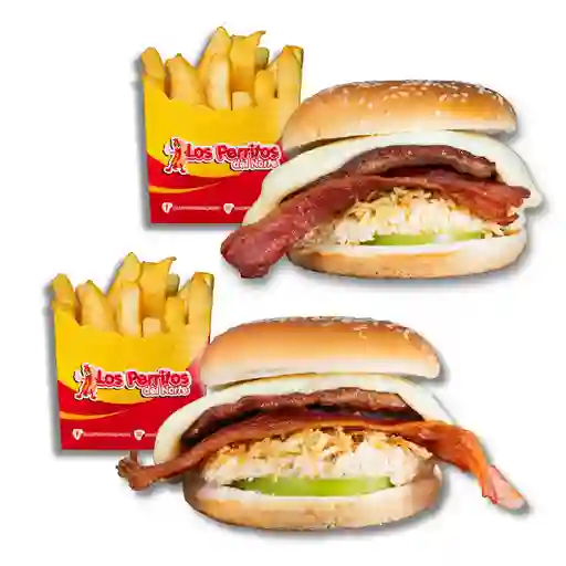 Combo 2 Hamburguesas Especiales + 2 Papas Fritas.
