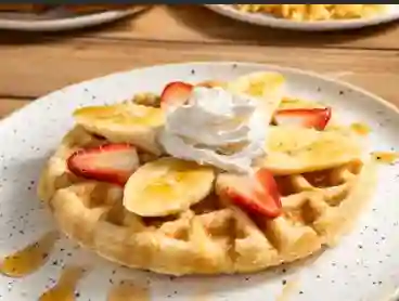 Waffle con Fruta, Helado, Salsa a Elegir