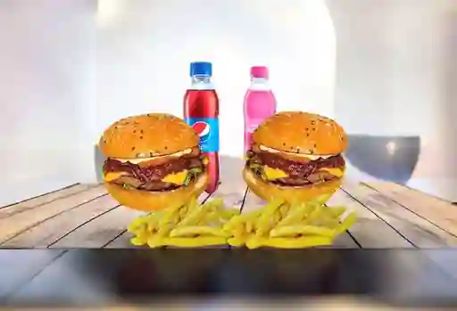 Combo 2 Burgers Porky Papas y Bebida