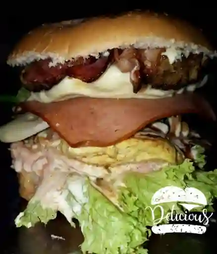 Hamburguesa Mixta y Papas