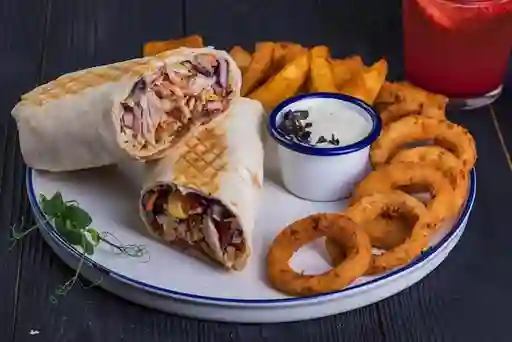 Burrito Eureka y Aros de Cebolla