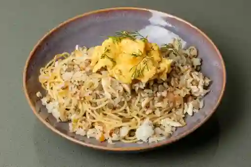 Calentado Arroz Blanco y Espaguetis