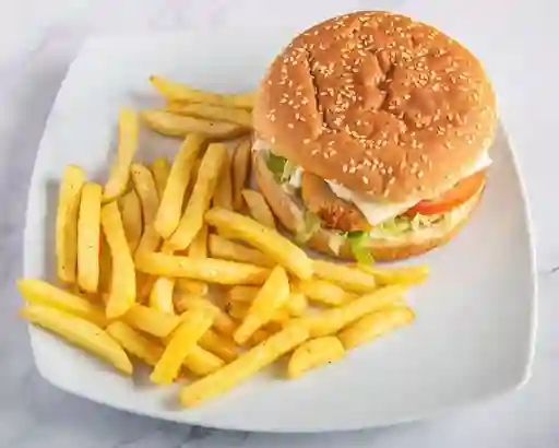 Hamburguesa de Pollo con Papas
