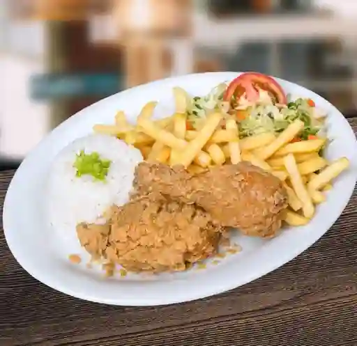 Bandeja con Pollo Broaster