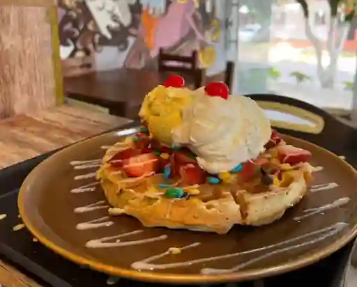 Waffle con Helado