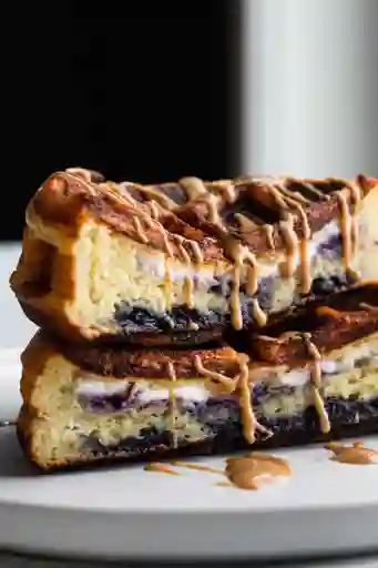 Waffle Mora y Queso Filadelfia