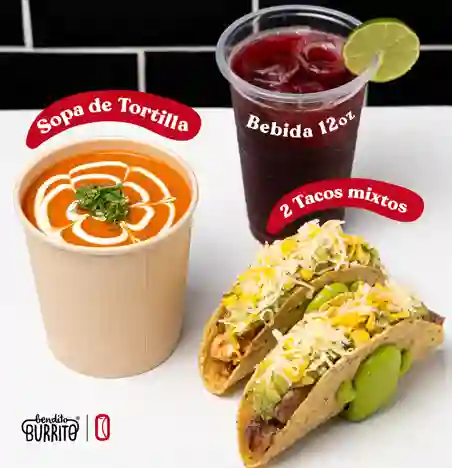 Combo Lunch(sopa + 2 Tacos + Bebida )
