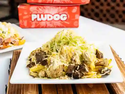 Salchipapa Pollo y Carne