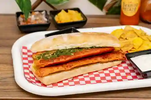 Choripan Doble Chorimixto y Pan Tradicional Acompañado de Platan