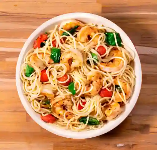 Pasta Napolitana Con Vegetales Y Camarón