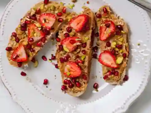Peanut Butter And Wild Fruits Toast