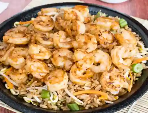 Camarón Teriyaki Sobre Base de Arroz