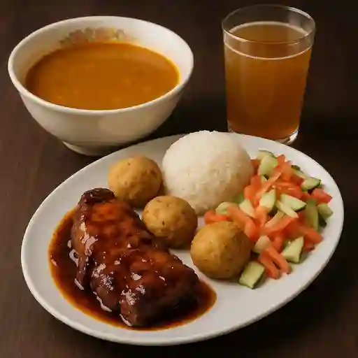 Menú con Costilla en Salsa Bbq