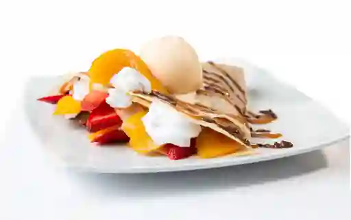 Waffle O Crepe de Durazno con Fresa