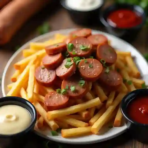 Salchipapa Jamón y Queso