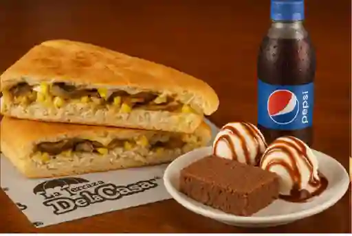 Sándwich Lulú + Brownie con Helado + Gaseosa