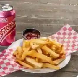 Papas a La Francesa Tocineta + Gaseosa en Lata.