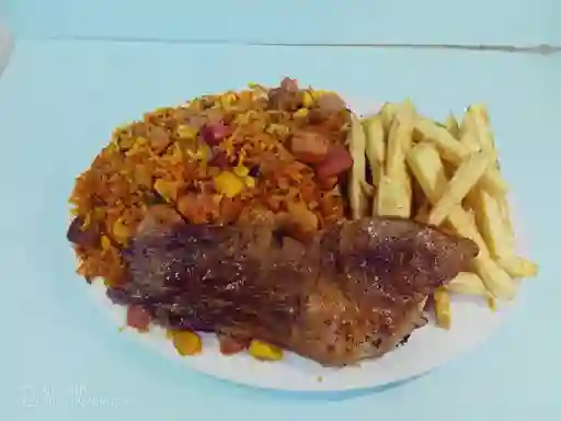 Arroz Paisa Con Carne Asada