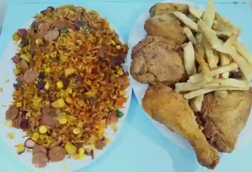 Arroz Paisa Mediano Para 4 a 5 Personas Con 1/2 Pollo Broaster