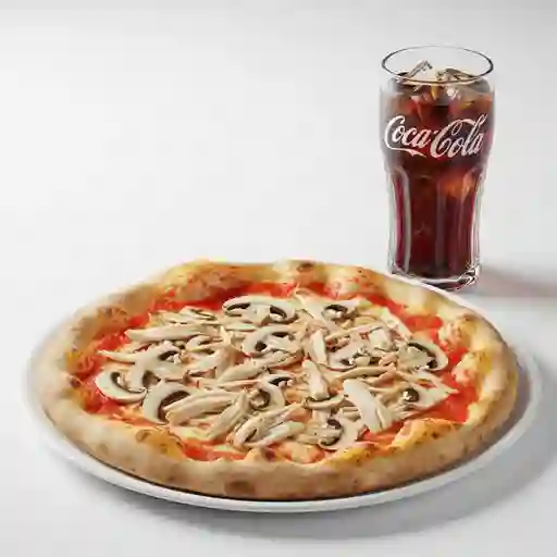 Combo Pizza Pollo, Champiñones y Coca-Cola