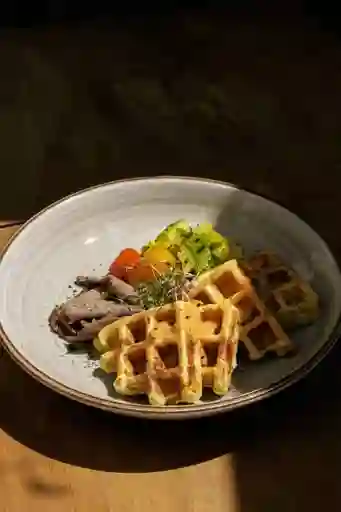 Waffle de Papa y Roastbeef