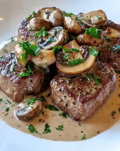 Medallones de Lomo de Res en Salsa Champ