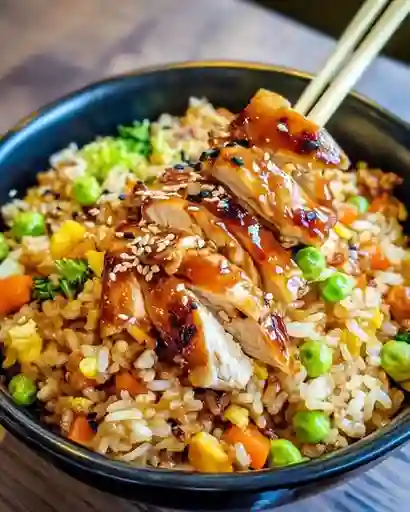 Arroz Frito y Pollo Teriyaki