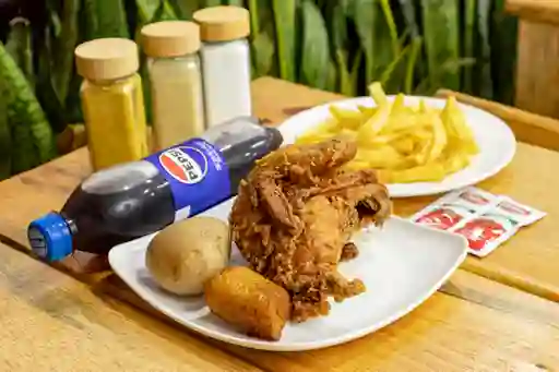 Combo Cuarto de Pollo Apanado Papa