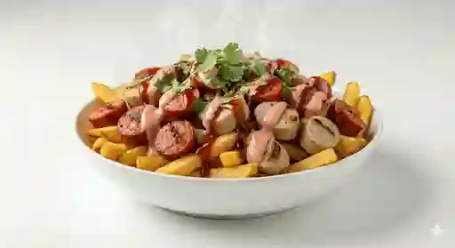 Salchipapa Suiza