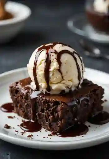 Brownie con helado
