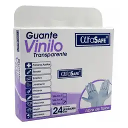Alfa Safe Guante de Vinilo Transparentes Talla L Libre de Talco