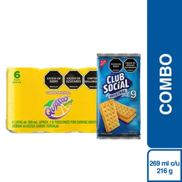 Combo Gaseosa Quatro Toronja 6 Und + Club Social Original 216 g