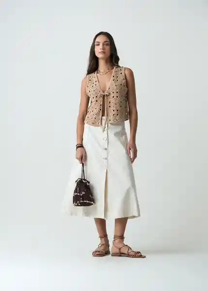 Saco Tejido Mujer Beige Polvillo Medio Talla S 482G091 Naf Naf