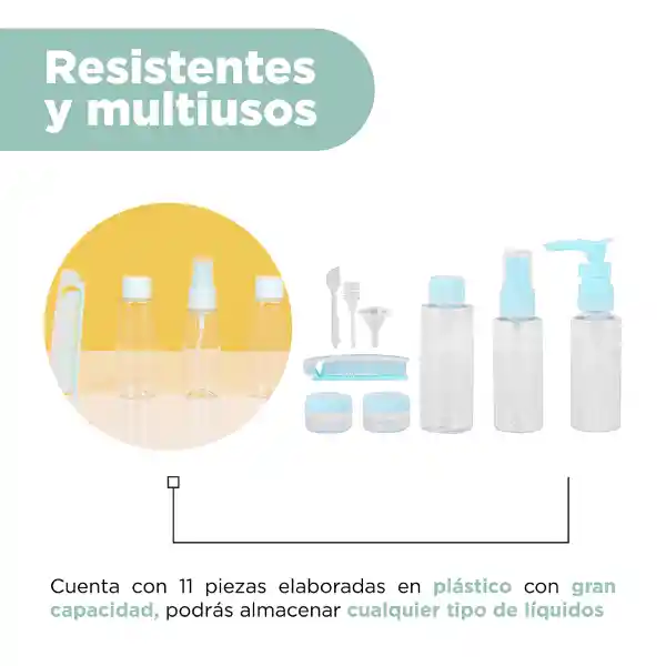 Kit de Botellas de Viaje Azul Miniso