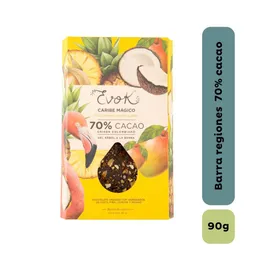 Evok Chocolate 70% cacao, Caribe Mágico Coco, piña, uchuva y mango
