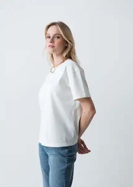 Camiseta Mujer Crudo Vainilla Claro Talla M 403G052 Naf Naf