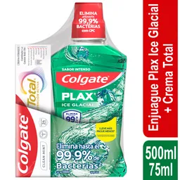 Colgate Crema Dental + Enjueague Bucal + Plax Ice Glacial