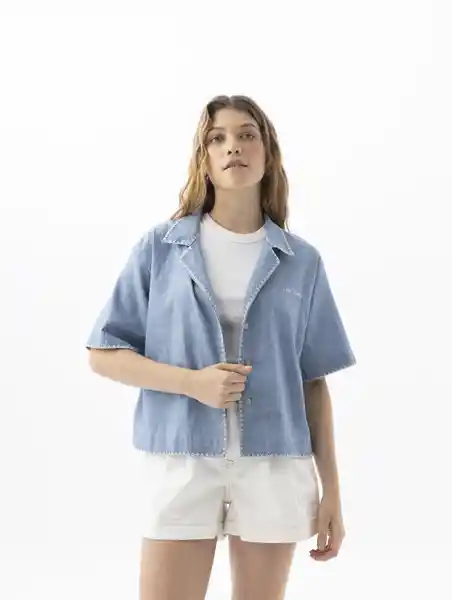 Camisa Mujer Azul Talla S 319f001 Americanino