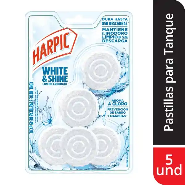 Harpic Desinfectante Para Inodoros Pastillas White & Shine