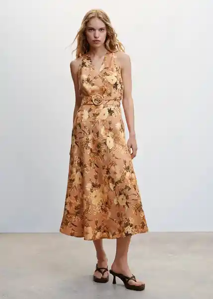 Vestido Amalfi Marrón Talla S Mujer Mango