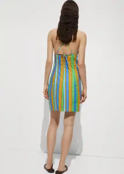 Vestido Stripi Azul Talla S Mujer Mango