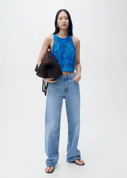 Top Milly Azul Talla S Mujer Mango