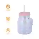 Taza de Vidrio Con Tapa y Pitillo Serie Holográfica Miniso