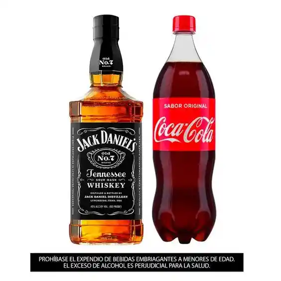 Whisky Jack Daniels N.7 750 Ml + Gaseosa Coca Cola 1.5lt Original