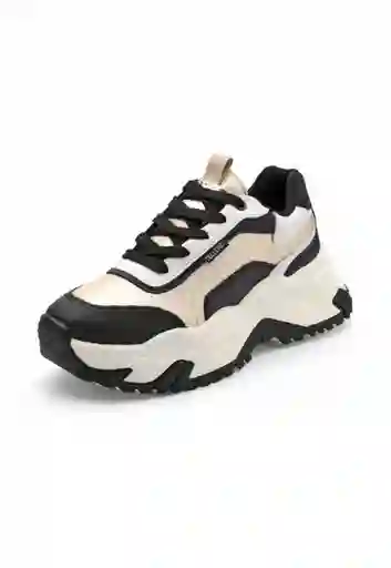 Tenis Dama Negro-Beige Talla 39 4577 Tellenzi