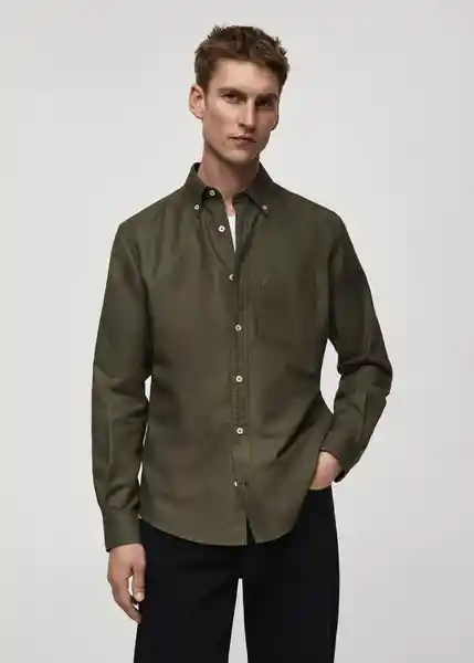 Camisa Oxford1 Khaki Talla L Hombre Mango