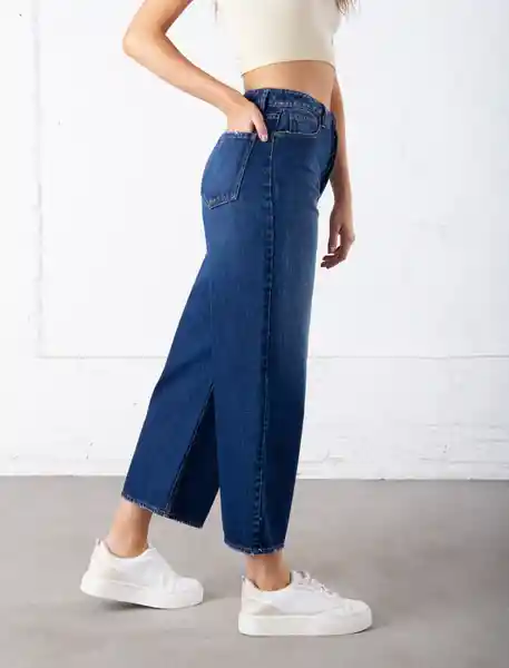 Jean Culotte Tiro Alto Azul Índigo Oscuro Talla 12 Mujer Naf Naf